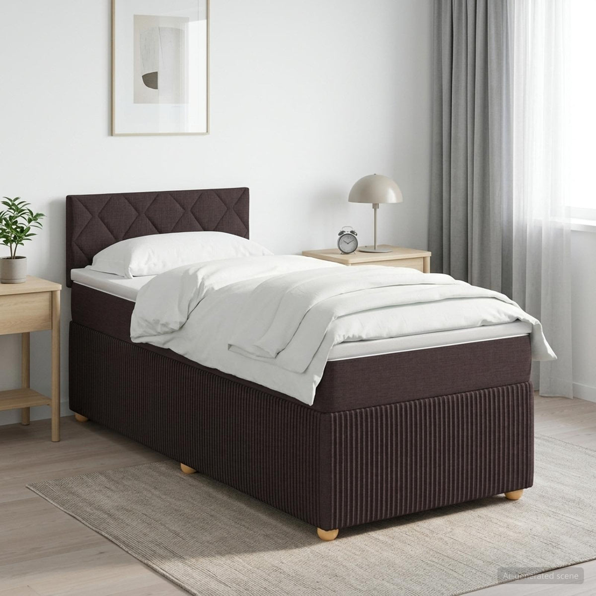 vidaXL Łóżko kontynentalne z materacem Ciemny brąz 80 x 200 cm tkanina