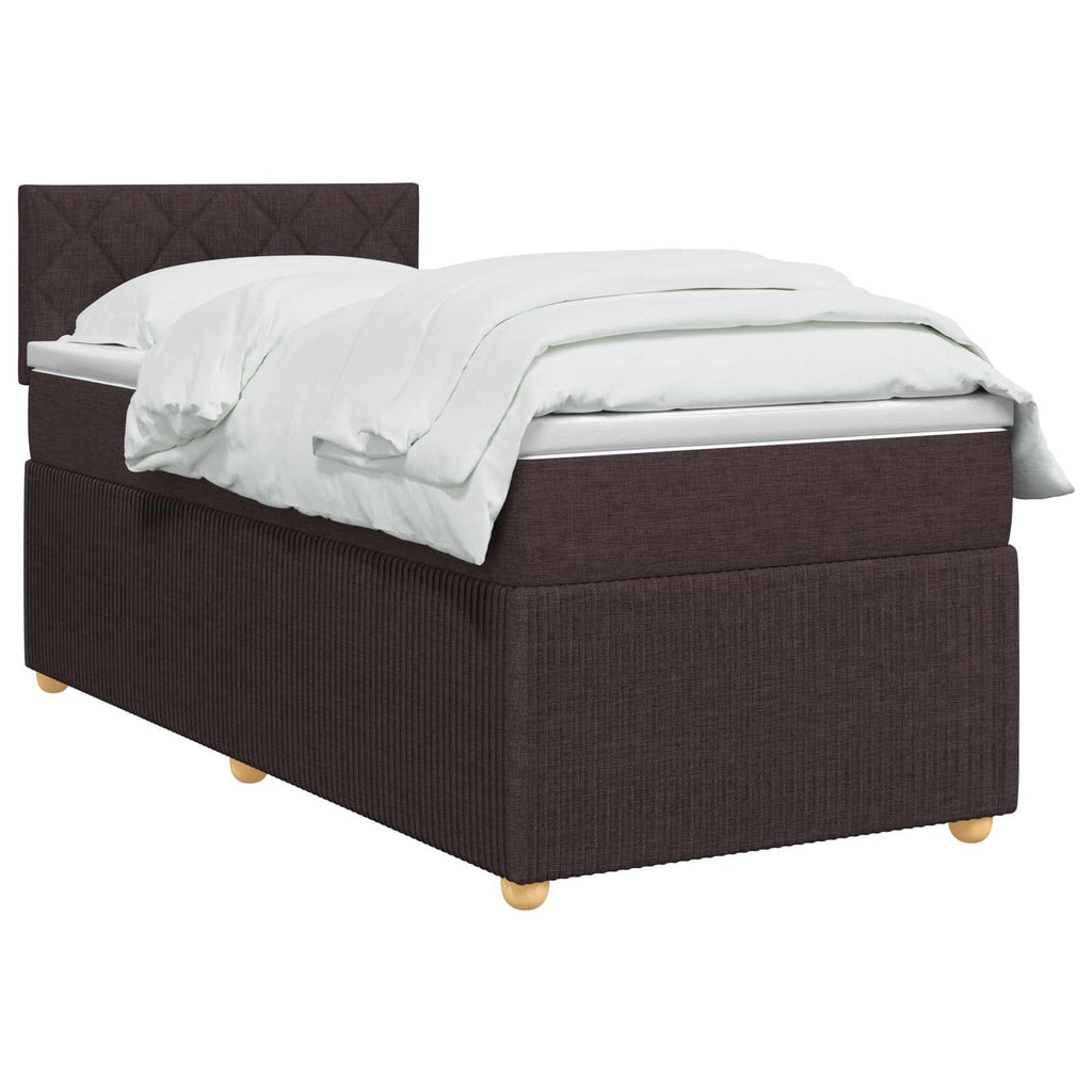 vidaXL Łóżko kontynentalne z materacem Ciemny brąz 80 x 200 cm tkanina