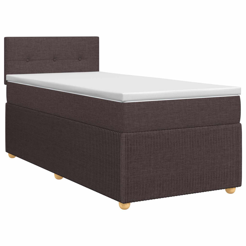 vidaXL Łóżko kontynentalne z materacem Ciemny brąz 90 x 200 cm tkanina