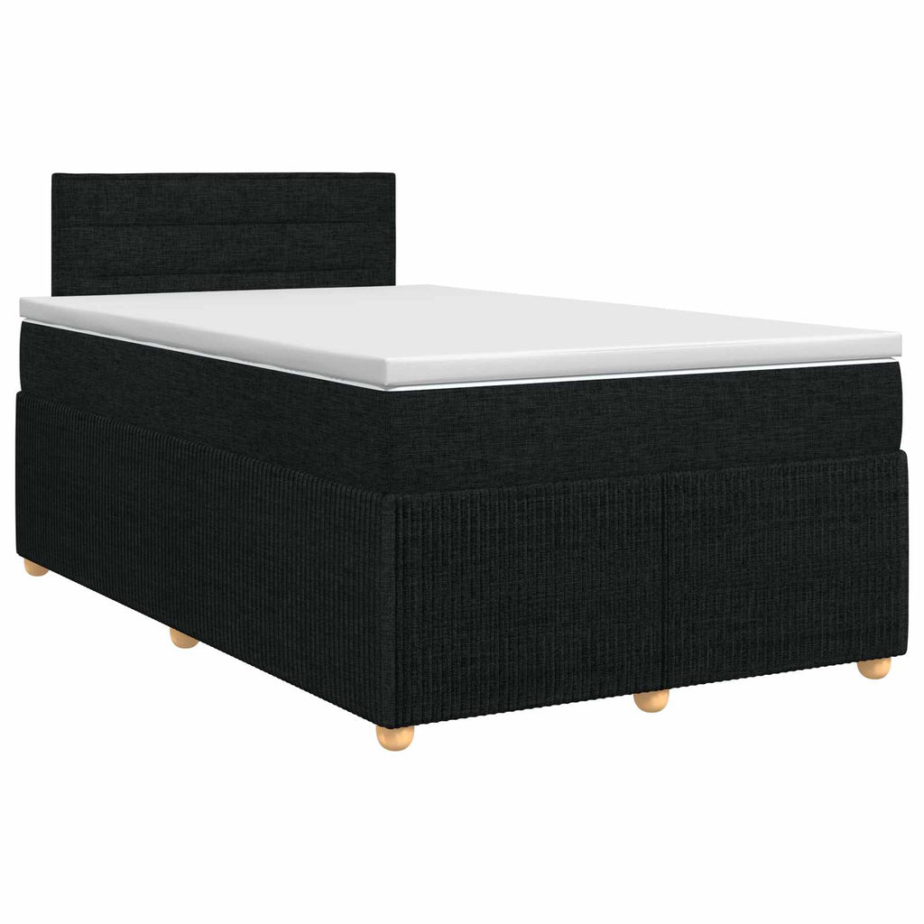 vidaXL Łóżko kontynentalne z materacem Czarny 120 x 190 cm tkanina