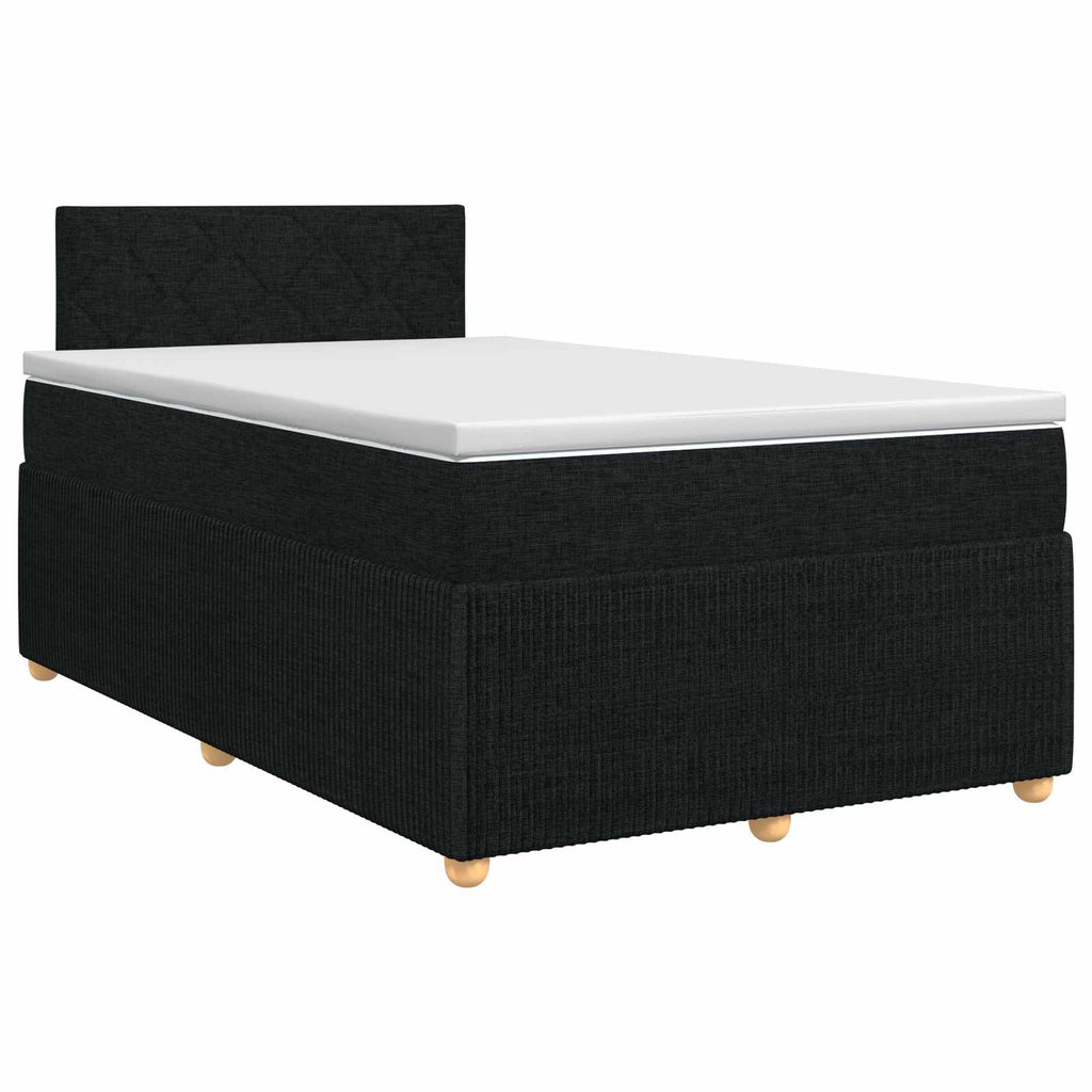 vidaXL Łóżko kontynentalne z materacem Czarny 120 x 200 cm tkanina