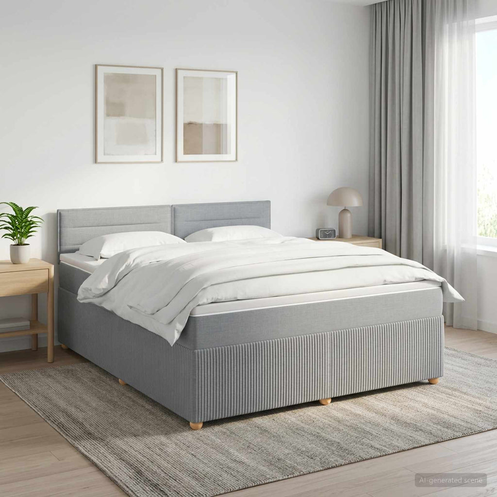 vidaXL Łóżko kontynentalne z materacem jasnoszary 180 x 200 cm tkanina
