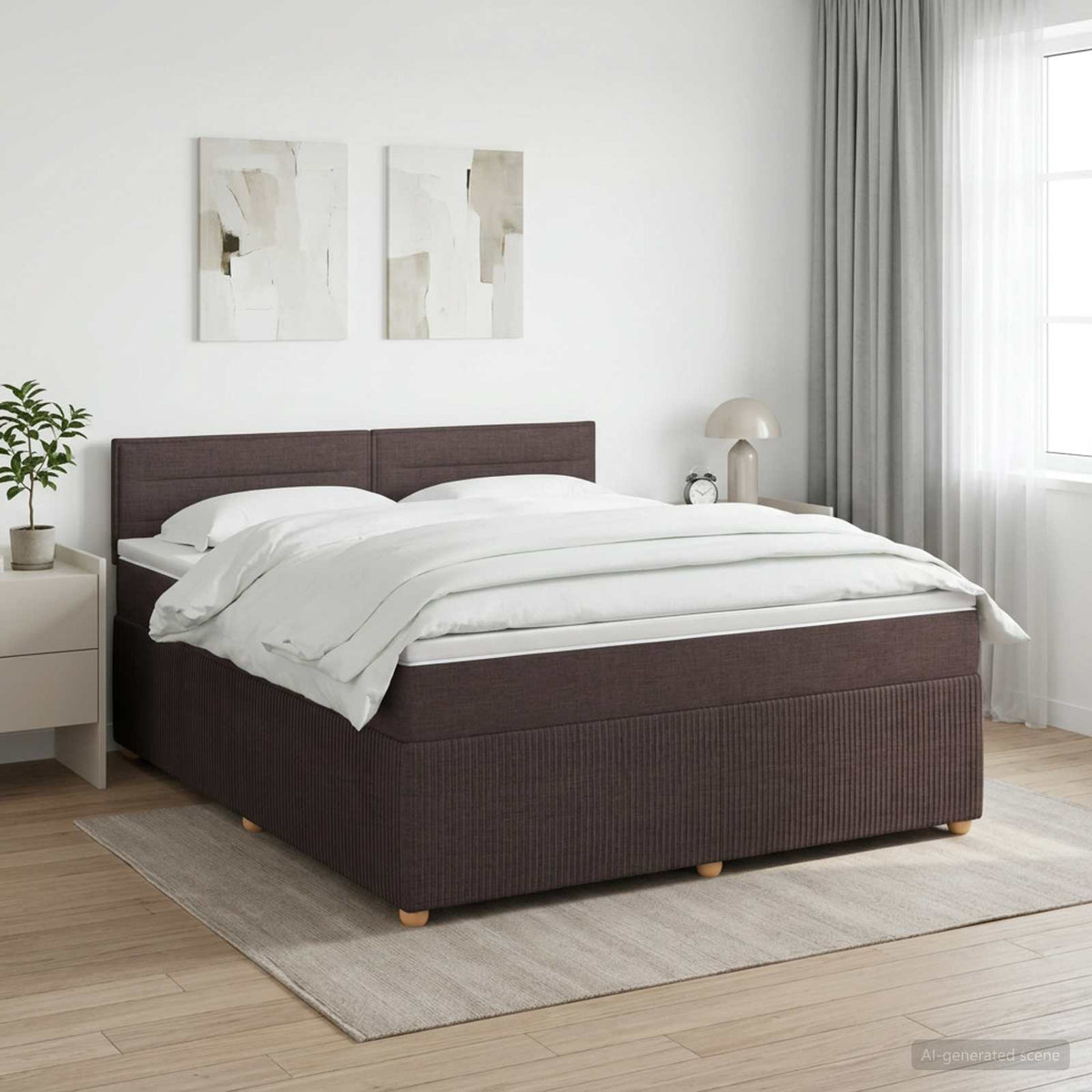 vidaXL Łóżko kontynentalne z materacem Ciemny brąz 140 x 190 cm