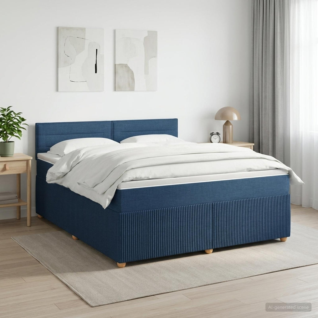 vidaXL Łóżko kontynentalne z materacem niebieski 140 x 200 cm tkanina