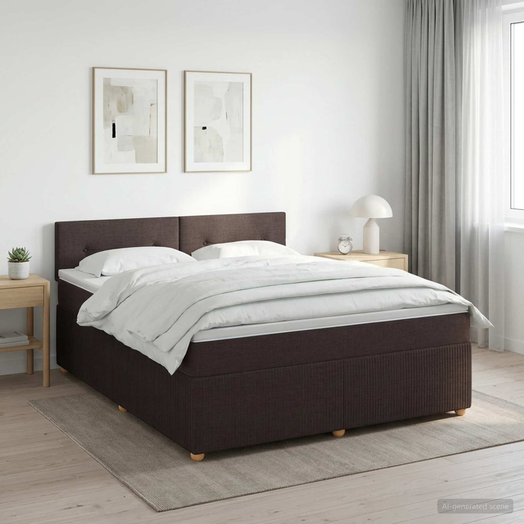 vidaXL Łóżko kontynentalne z materacem Ciemny brąz 180 x 200 cm