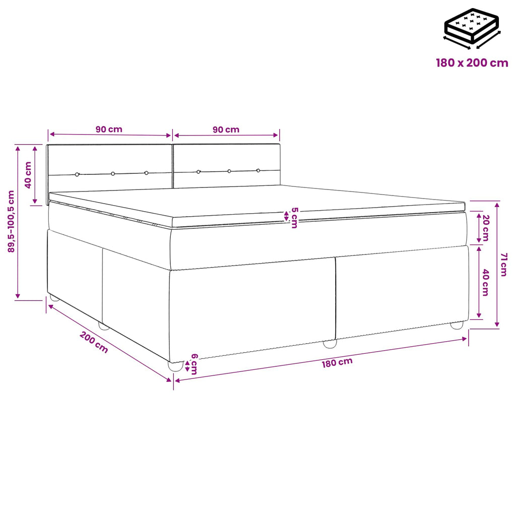 vidaXL Łóżko kontynentalne z materacem niebieski 180 x 200 cm tkanina