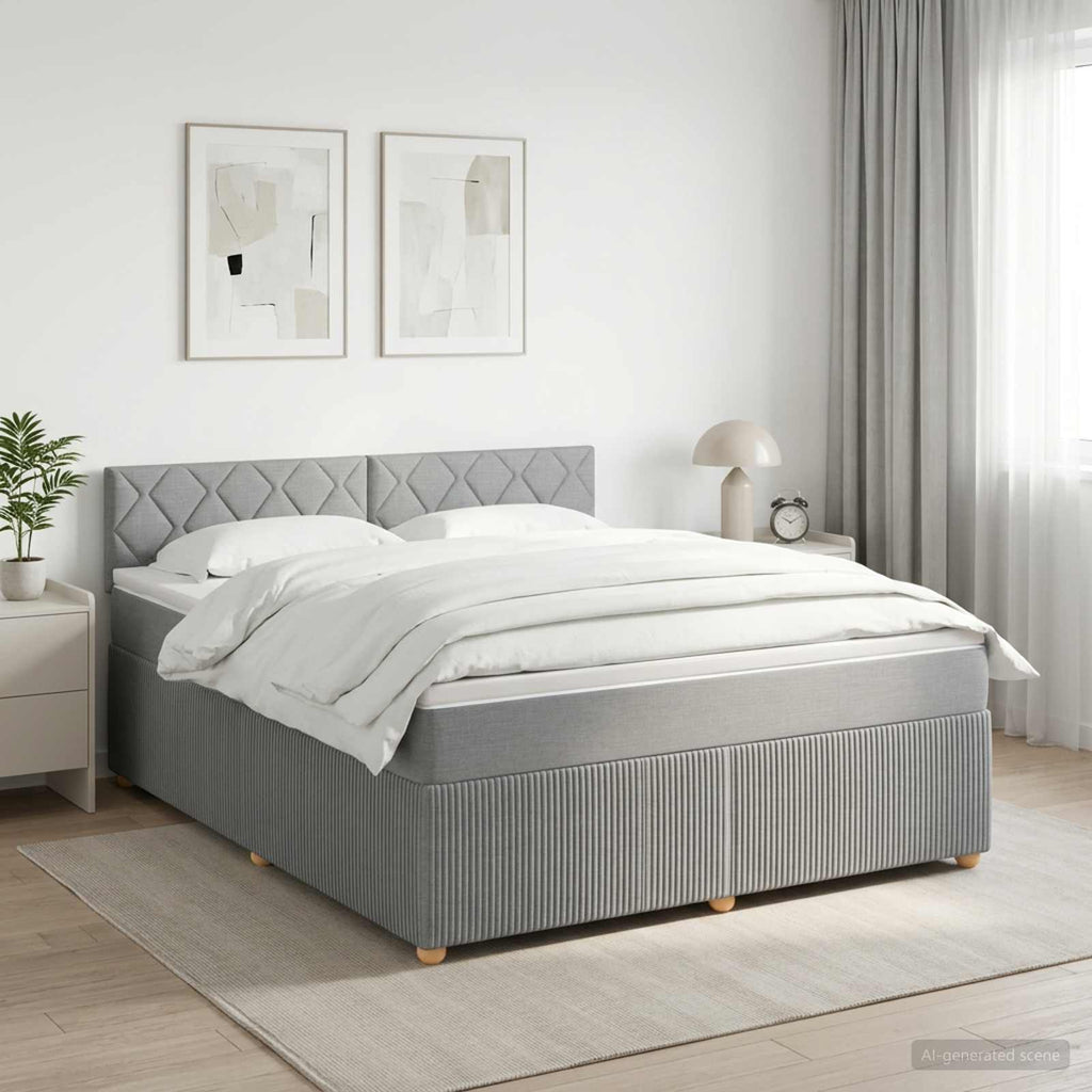 vidaXL Łóżko kontynentalne z materacem jasnoszary 140 x 190 cm tkanina