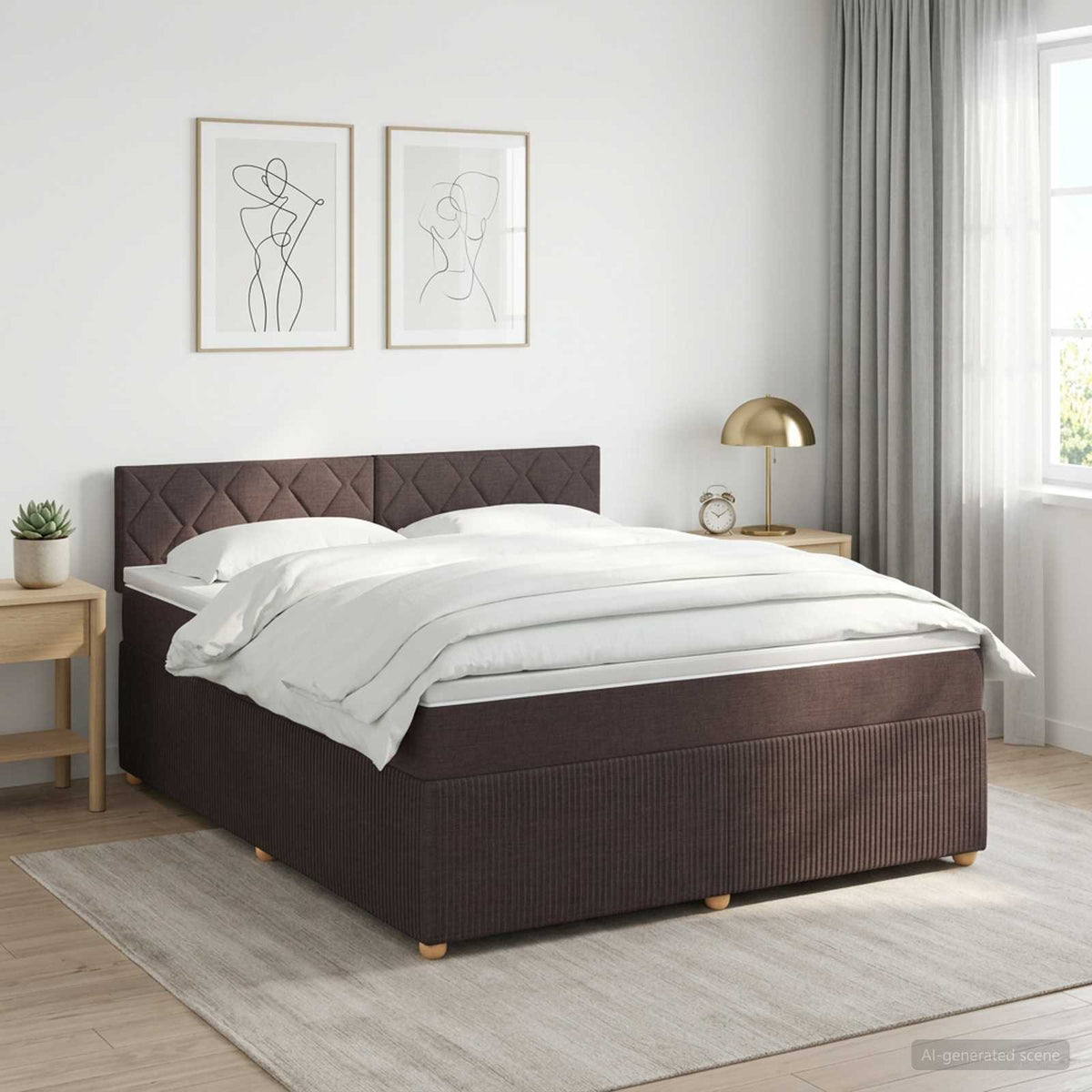 vidaXL Łóżko kontynentalne z materacem Ciemny brąz 140 x 190 cm