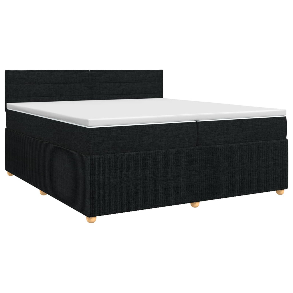 vidaXL Łóżko kontynentalne z materacem Czarny 200 x 200 cm tkanina
