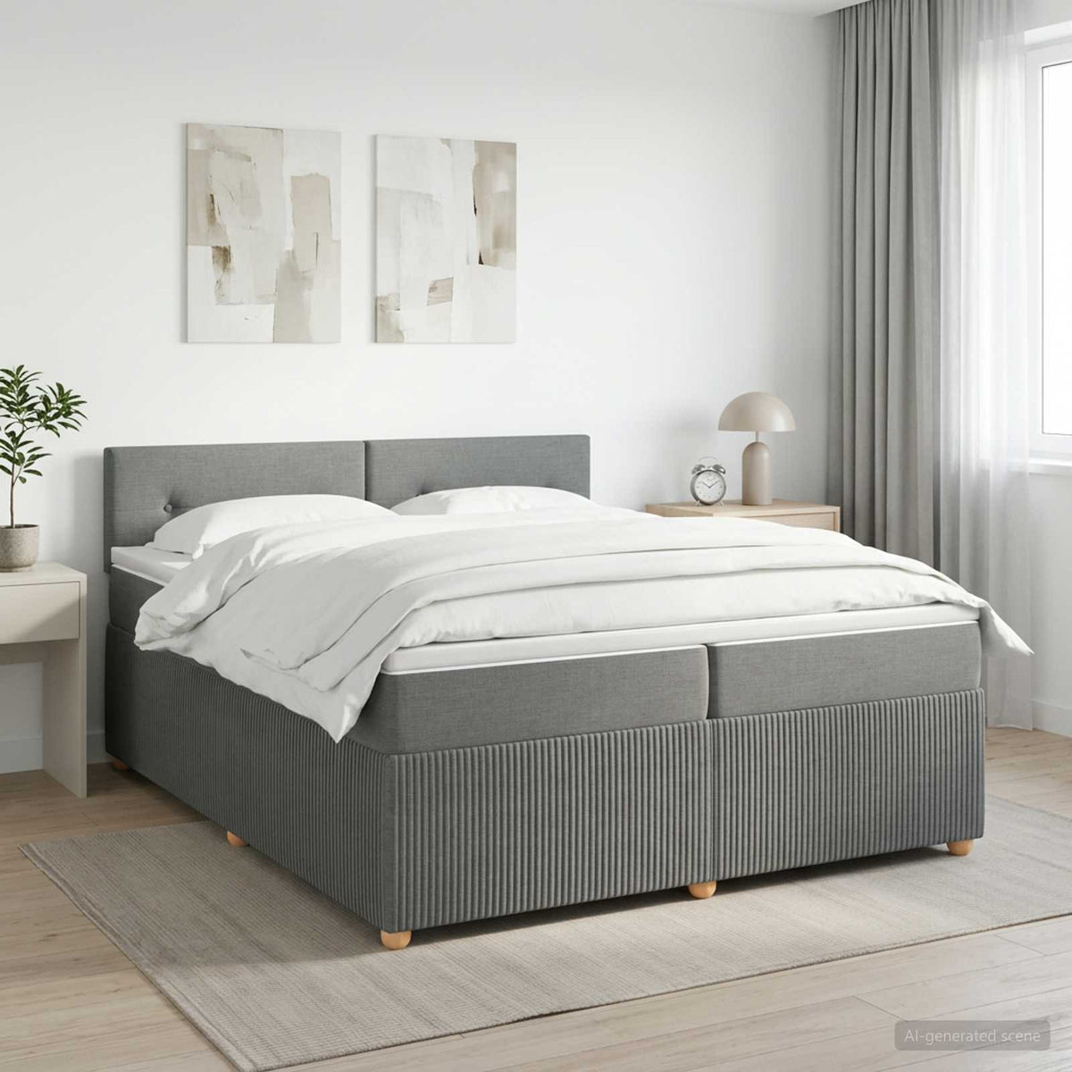 vidaXL Łóżko kontynentalne z materacem ciemnoszary 200 x 200 cm