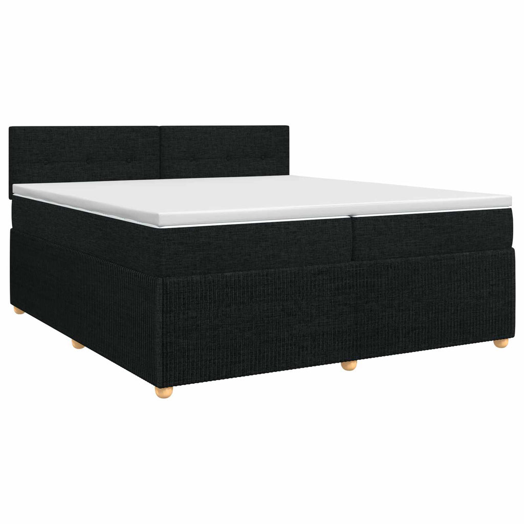 vidaXL Łóżko kontynentalne z materacem Czarny 200 x 200 cm tkanina