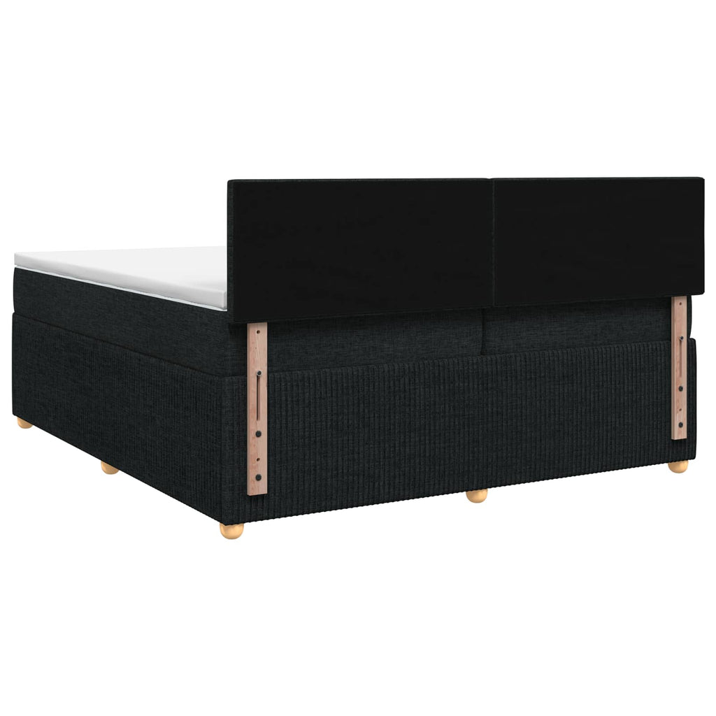 vidaXL Łóżko kontynentalne z materacem Czarny 200 x 200 cm tkanina