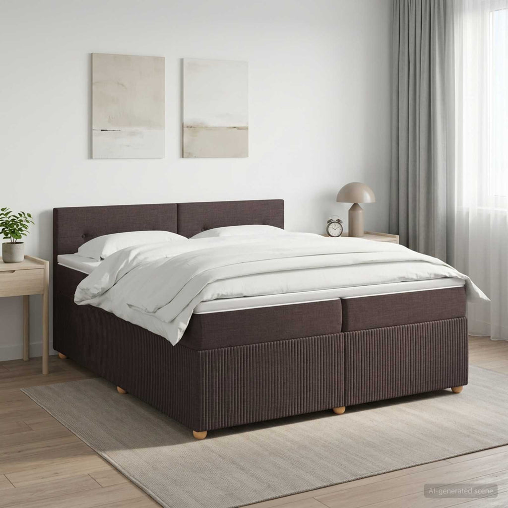 vidaXL Łóżko kontynentalne z materacem Ciemny brąz 200 x 200 cm