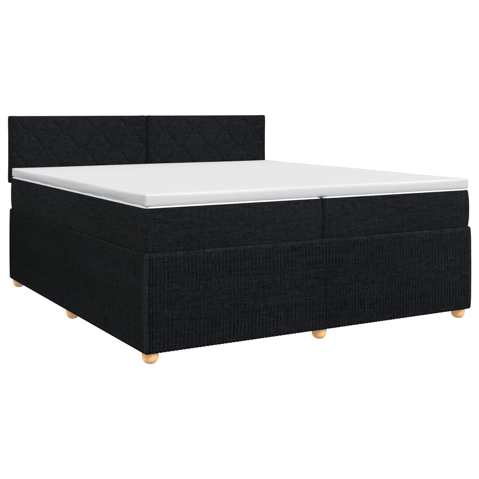 vidaXL Łóżko kontynentalne z materacem Czarny 200 x 200 cm tkanina