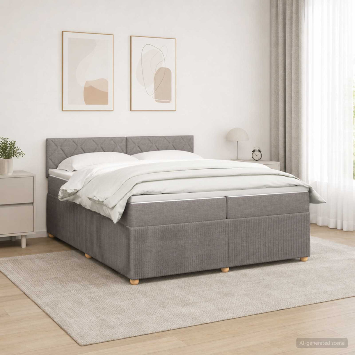 vidaXL Łóżko kontynentalne z materacem Ciemnoszary 200 x 200 cm