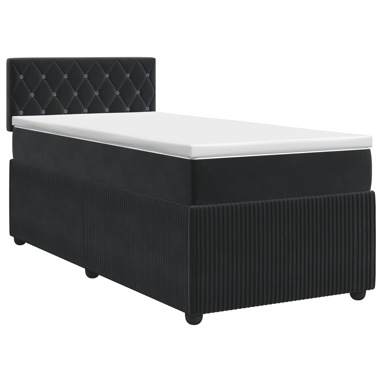 vidaXL Łóżko kontynentalne z materacem Czarny 80 x 200 cm Welur