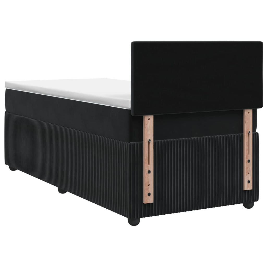 vidaXL Łóżko kontynentalne z materacem Czarny 80 x 200 cm Welur