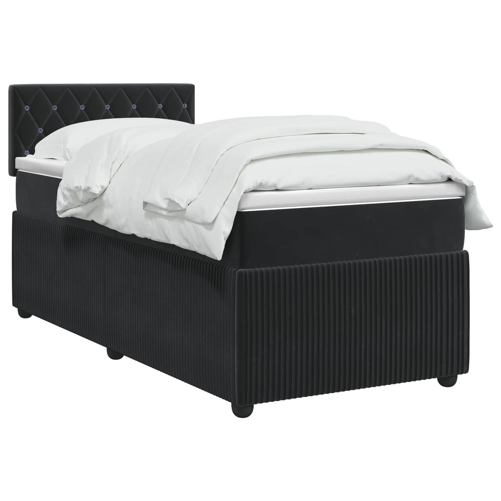 vidaXL Łóżko kontynentalne z materacem Czarny 80 x 200 cm Welur