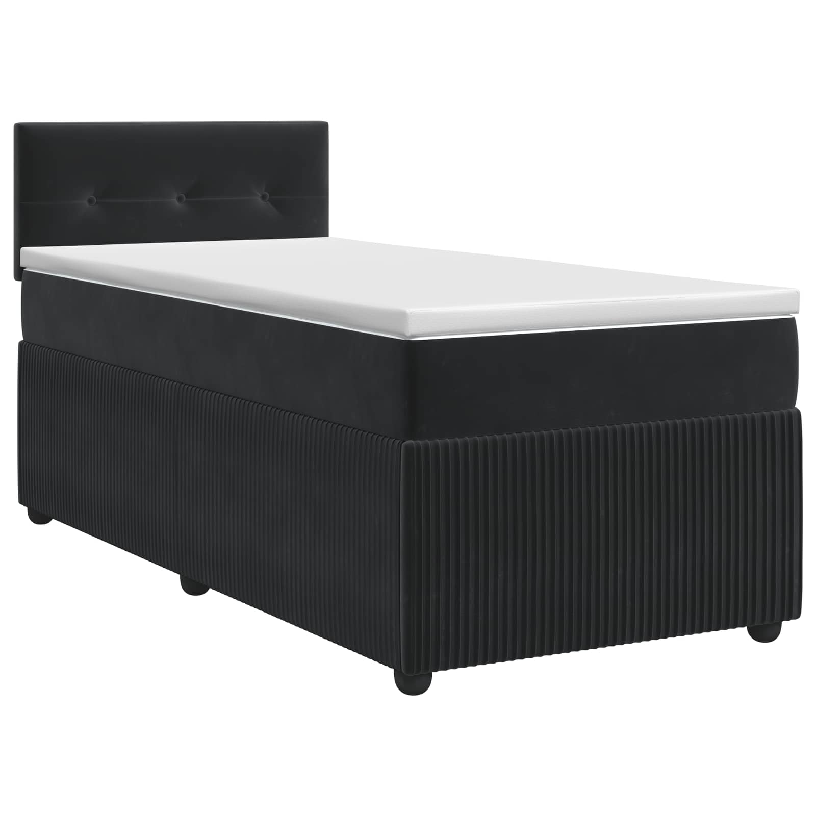 vidaXL Łóżko kontynentalne z materacem Czarny 80 x 200 cm Welur
