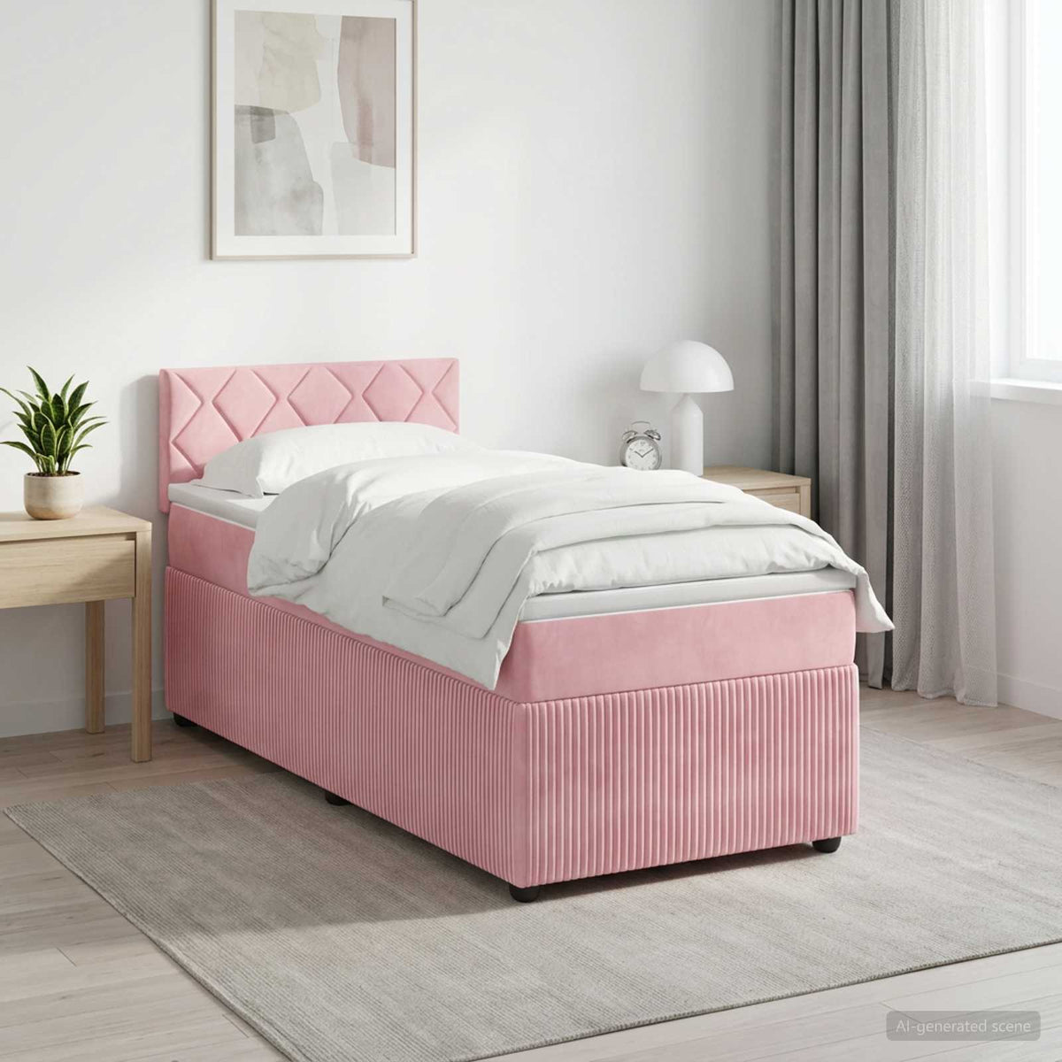 vidaXL Łóżko kontynentalne z materacem różowy 80 x 200 cm Welur
