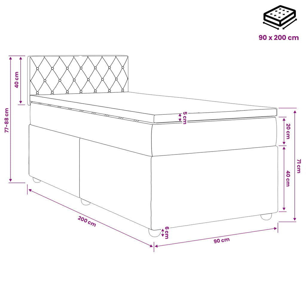 vidaXL Łóżko kontynentalne z materacem Ciemnozielony 90 x 200 cm Welur