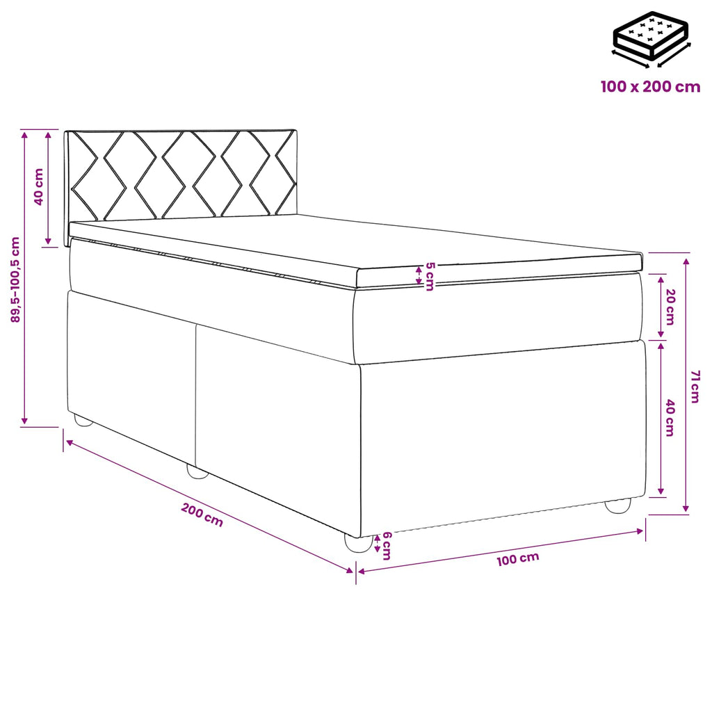 vidaXL Łóżko kontynentalne z materacem Ciemnozielony 100 x 200 cm