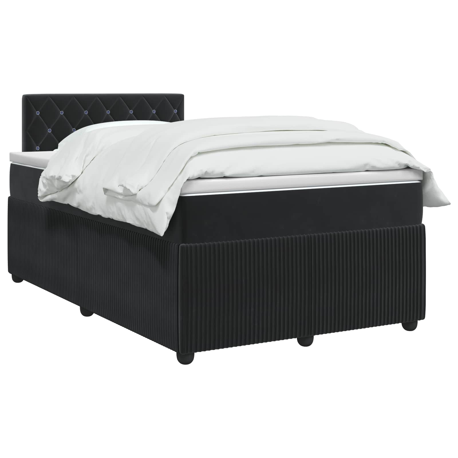vidaXL Łóżko kontynentalne z materacem Czarny 120 x 190 cm Welur