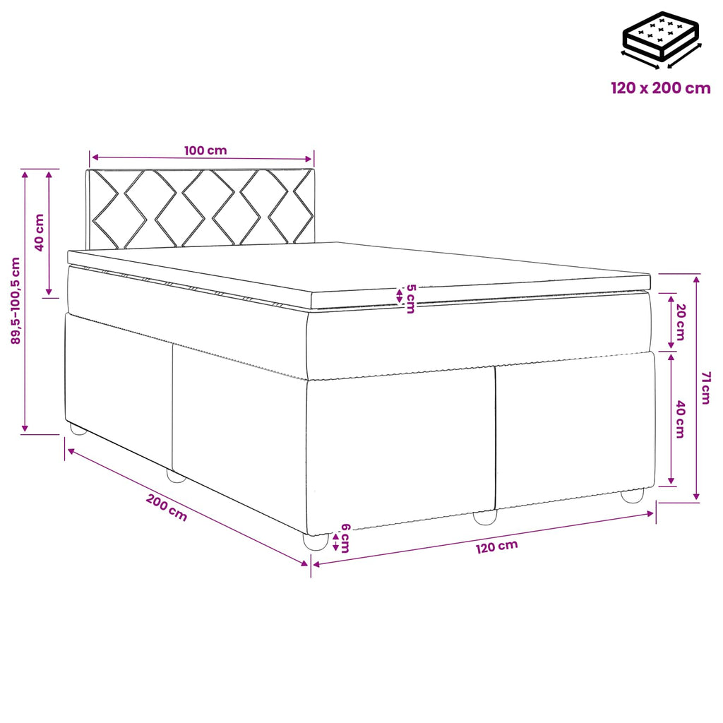 vidaXL Łóżko kontynentalne z materacem Ciemnozielony 120 x 200 cm