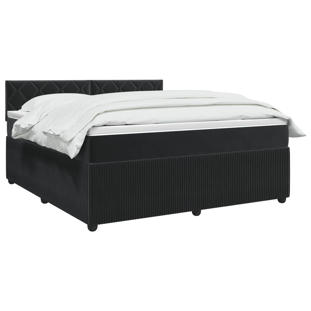 vidaXL Łóżko kontynentalne z materacem Czarny 180 x 200 cm Welur