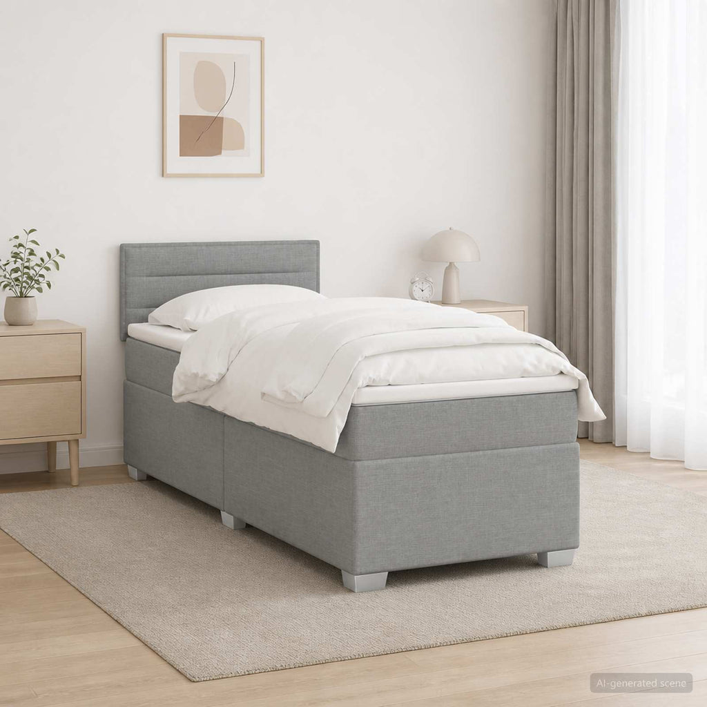 vidaXL Łóżko Box Spring z materacem i LED jasnoszary 90 x 200 cm
