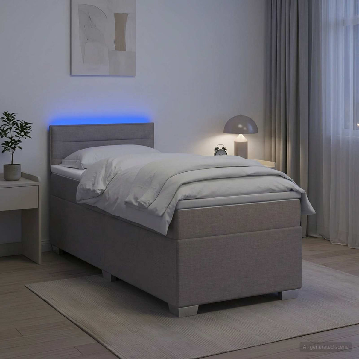 vidaXL Łóżko Box Spring z materacem i LED Ciemnoszary 90 x 190 cm