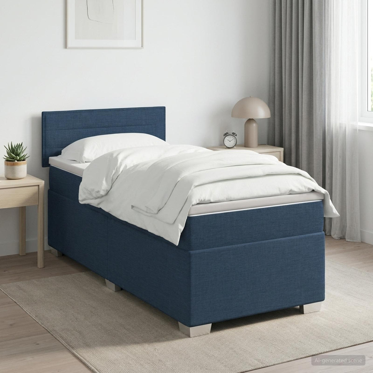 vidaXL Łóżko Box Spring z materacem i LED niebieski 90 x 190 cm