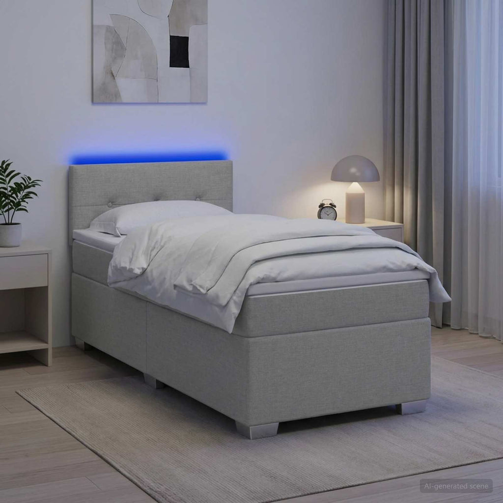 vidaXL Łóżko Box Spring z materacem i LED jasnoszary 80 x 200 cm