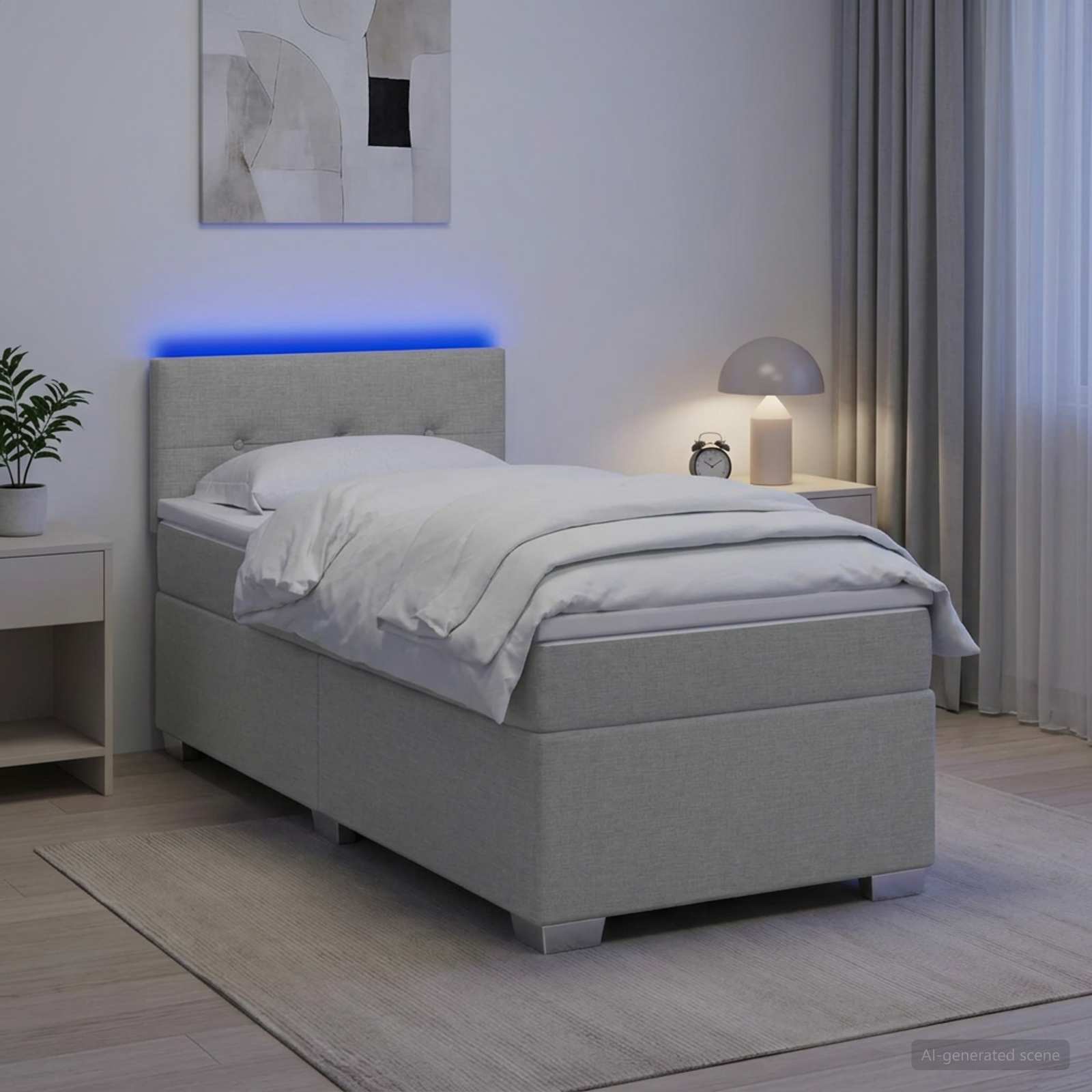 vidaXL Łóżko Box Spring z materacem i LED jasnoszary 80 x 200 cm