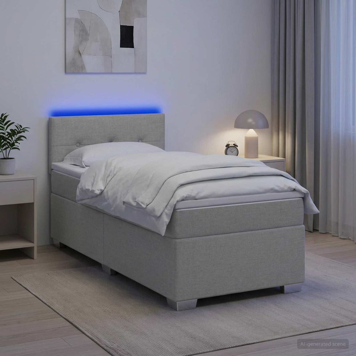 vidaXL Łóżko Box Spring z materacem i LED jasnoszary 100 x 200 cm