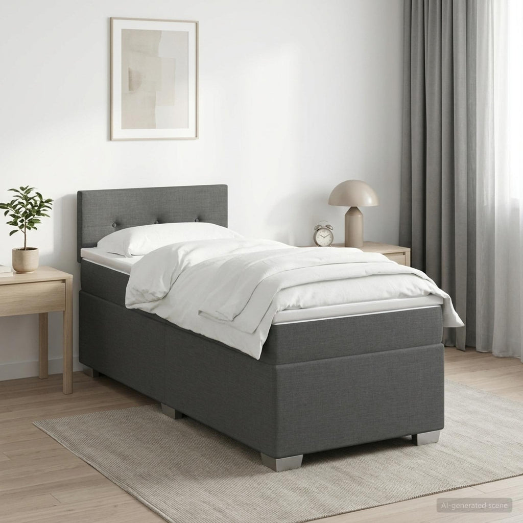 vidaXL Łóżko Box Spring z materacem i LED ciemnoszary 100 x 200 cm