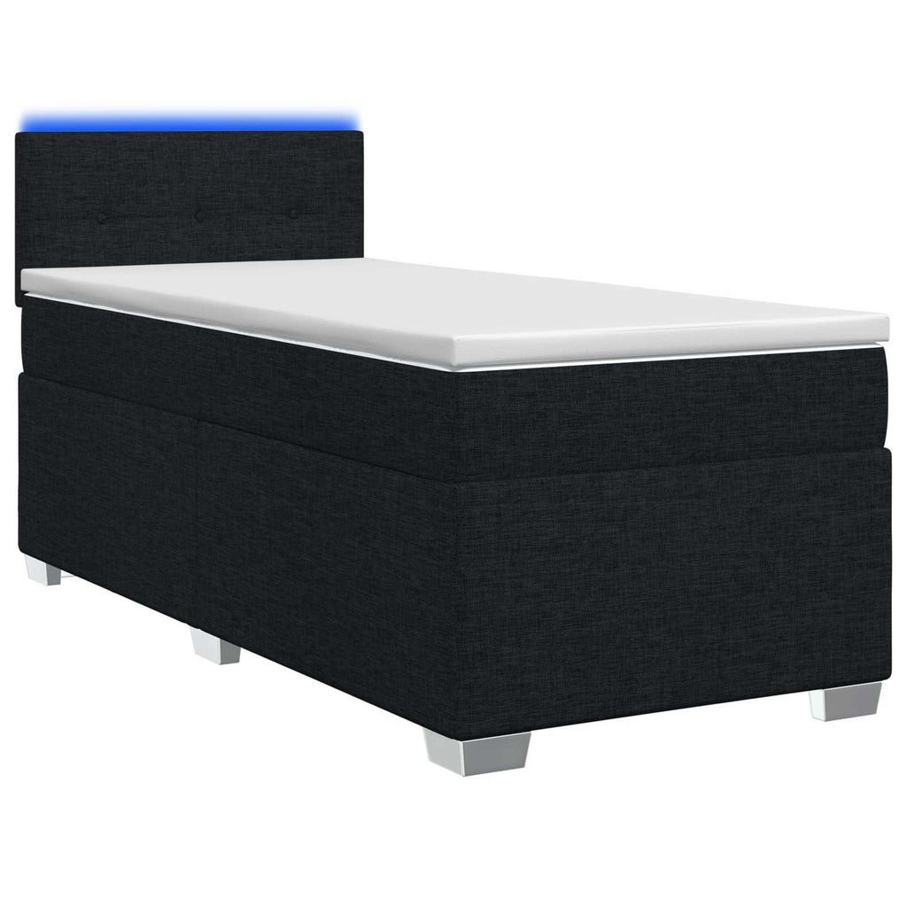 vidaXL Łóżko Box Spring z materacem i LED Czarny 80 x 200 cm tkanina