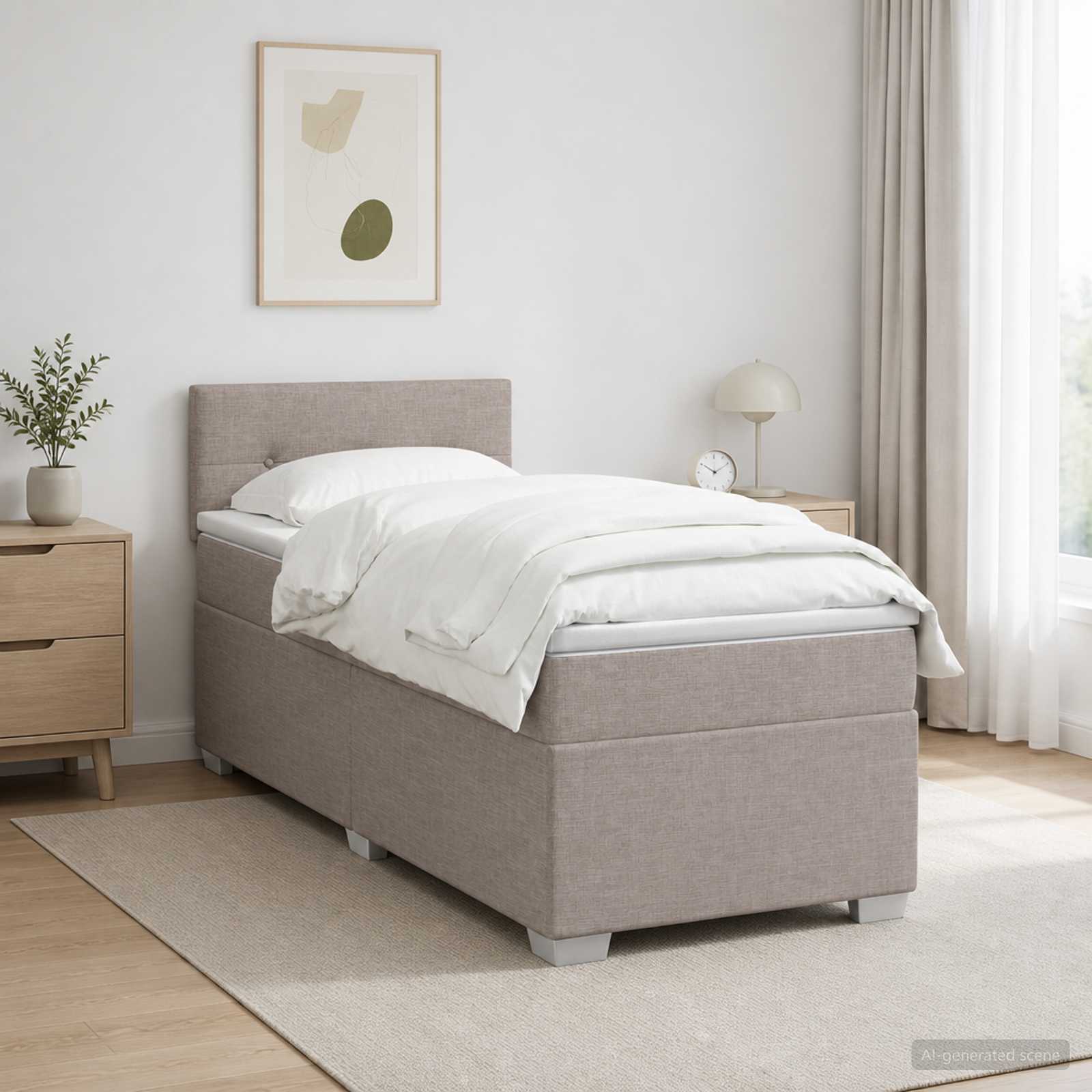 vidaXL Łóżko Box Spring z materacem i LED Ciemnoszary 90 x 200 cm