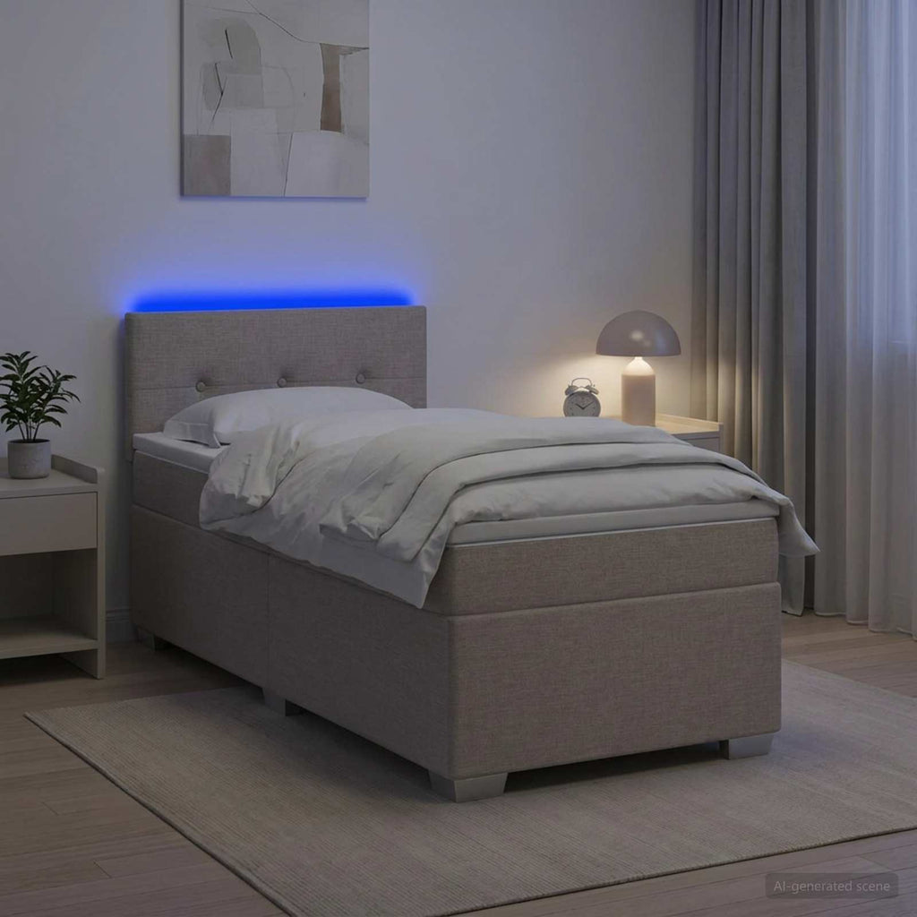 vidaXL Łóżko Box Spring z materacem i LED Ciemnoszary 90 x 200 cm