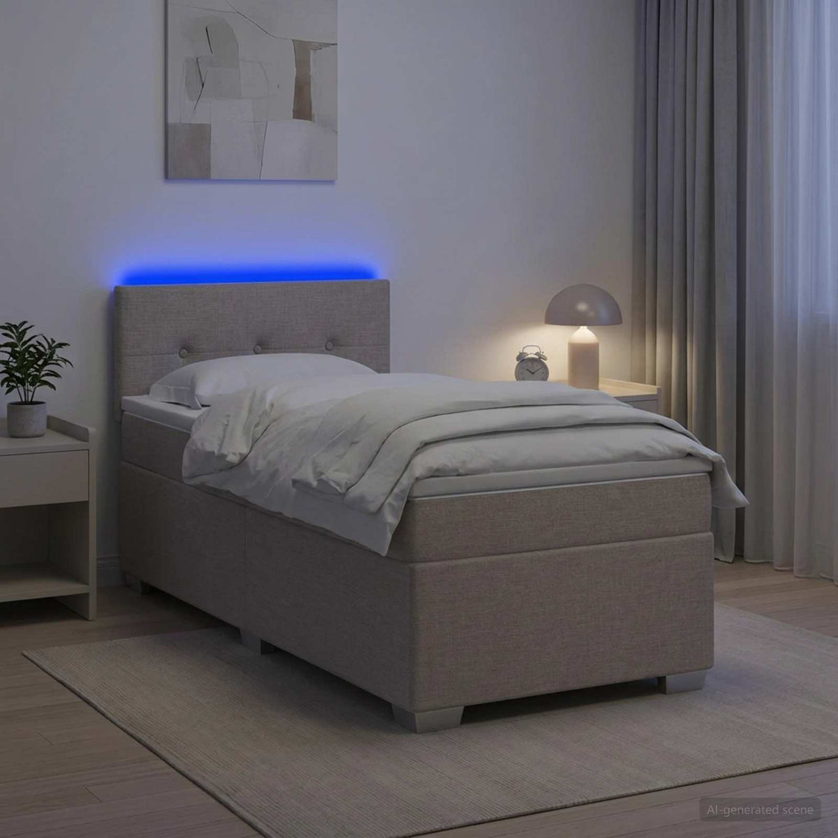 vidaXL Łóżko Box Spring z materacem i LED Ciemnoszary 90 x 190 cm