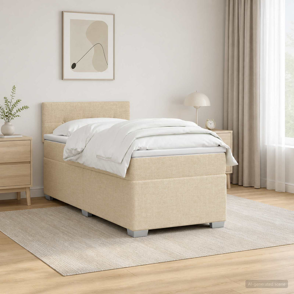 vidaXL Łóżko Box Spring z materacem i LED kremowy 80 x 200 cm tkanina