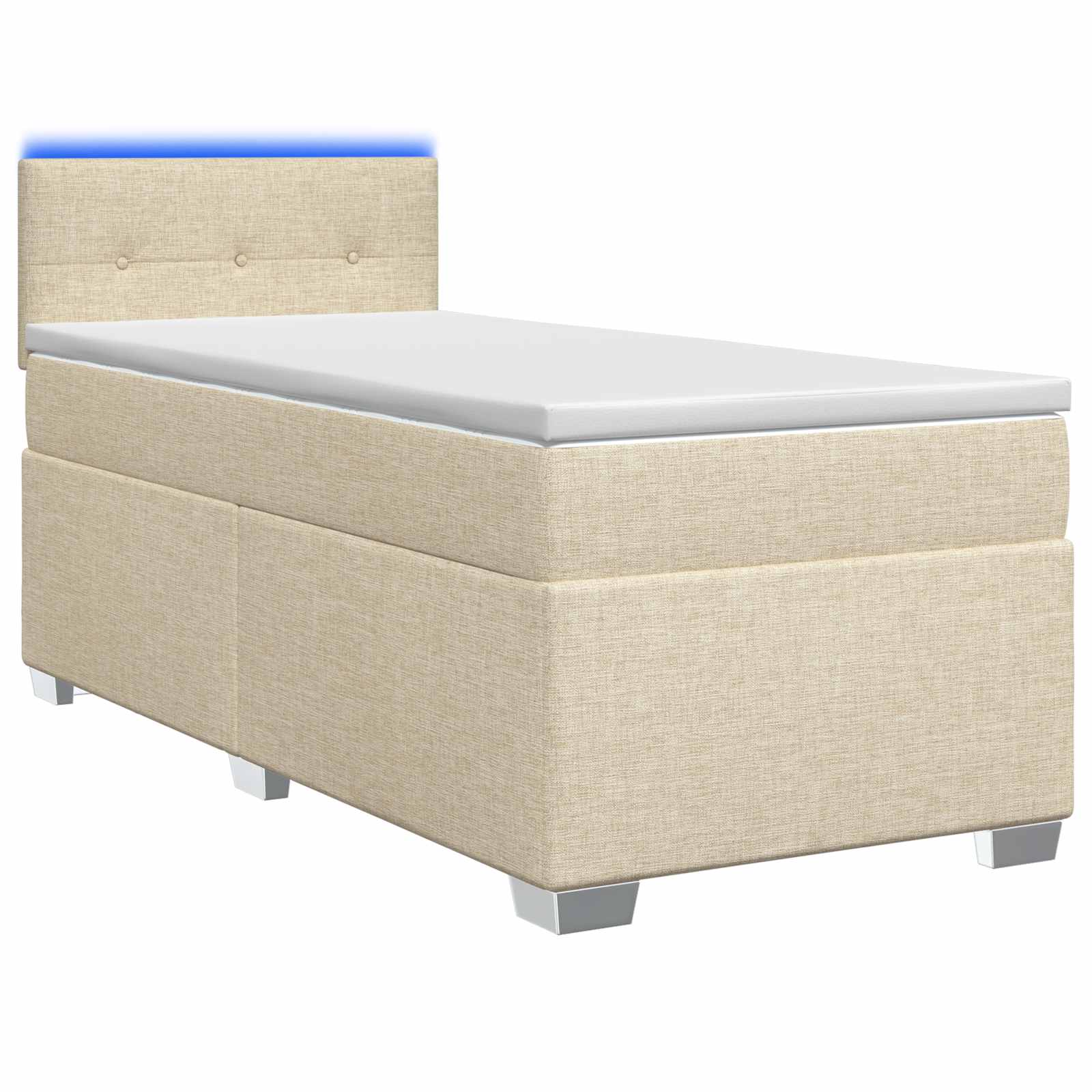 vidaXL Łóżko Box Spring z materacem i LED kremowy 80 x 200 cm tkanina