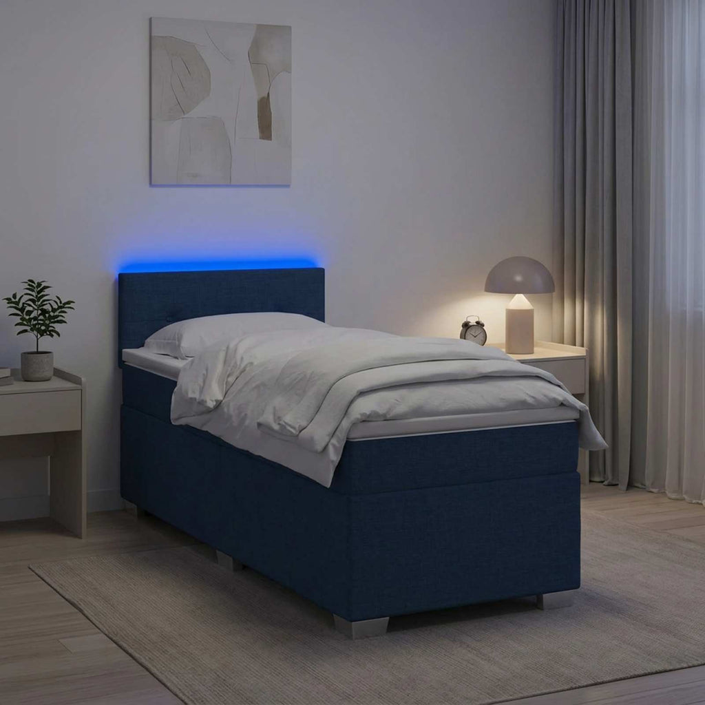 vidaXL Łóżko Box Spring z materacem i LED niebieski 80 x 200 cm