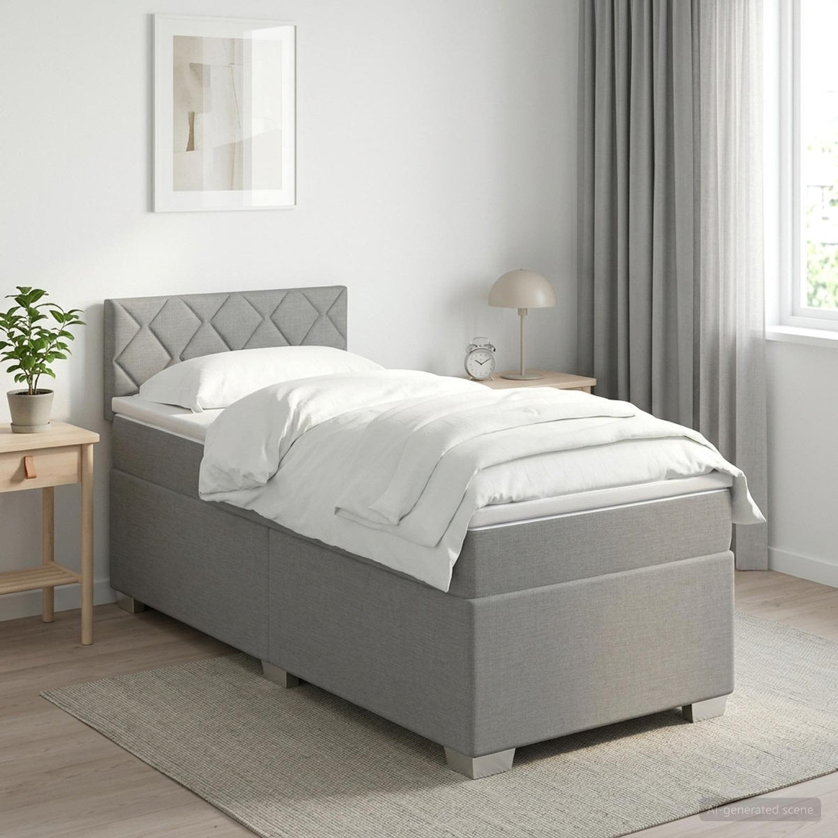 vidaXL Łóżko Box Spring z materacem i LED jasnoszary 100 x 200 cm