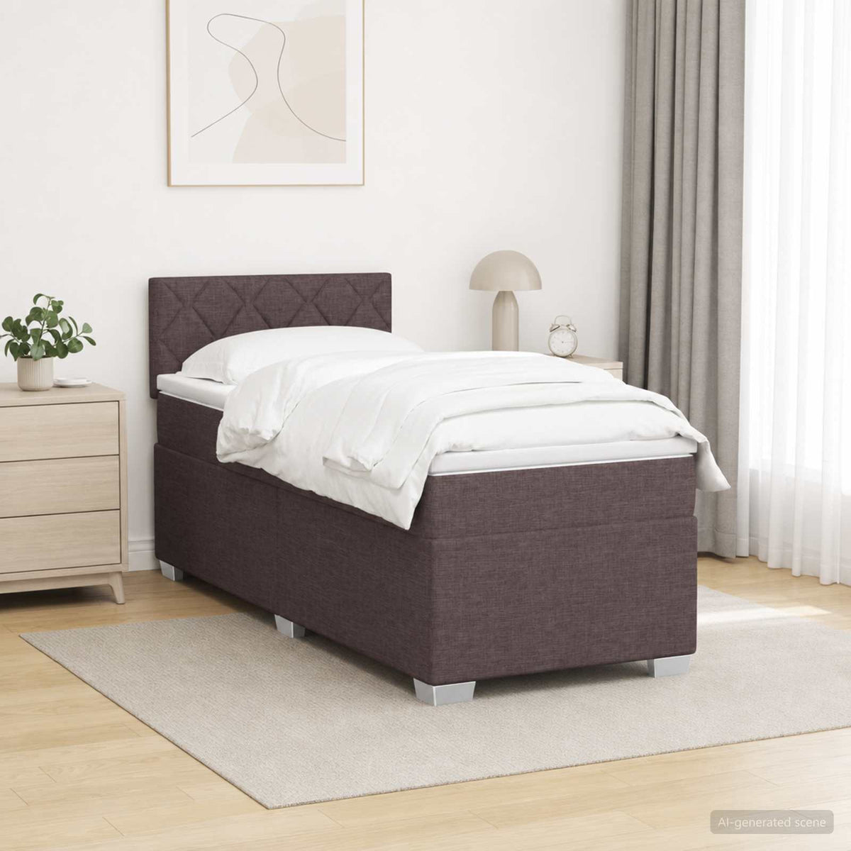 vidaXL Łóżko Box Spring z materacem i LED Ciemny brąz 80 x 200 cm