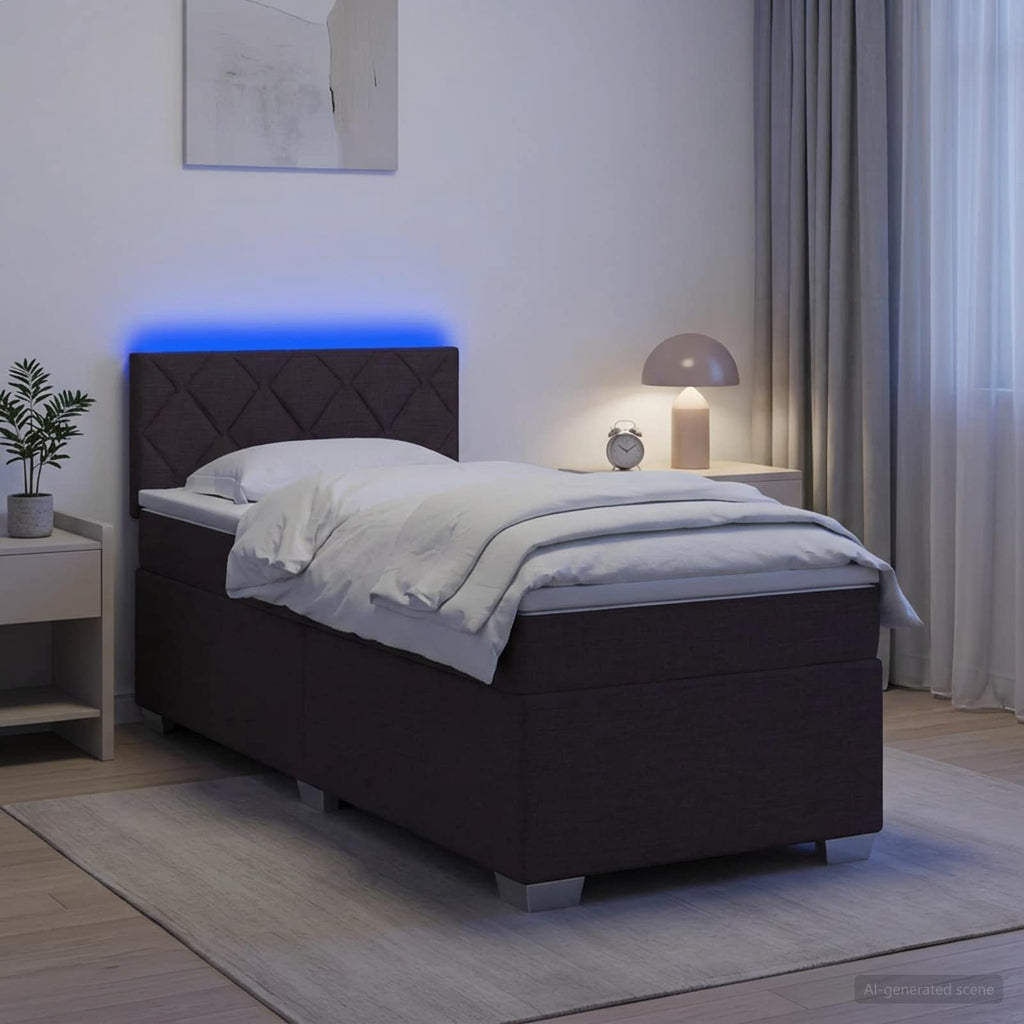 vidaXL Łóżko Box Spring z materacem i LED Ciemny brąz 80 x 200 cm