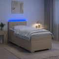 vidaXL Łóżko Box Spring z materacem i LED kremowy 100 x 200 cm tkanina