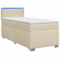 vidaXL Łóżko Box Spring z materacem i LED kremowy 80 x 200 cm tkanina