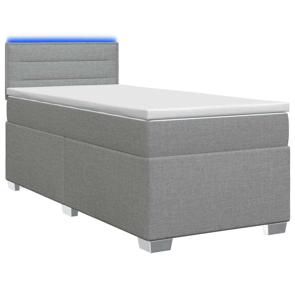 vidaXL Łóżko Box Spring z materacem i LED jasnoszary 90 x 190 cm