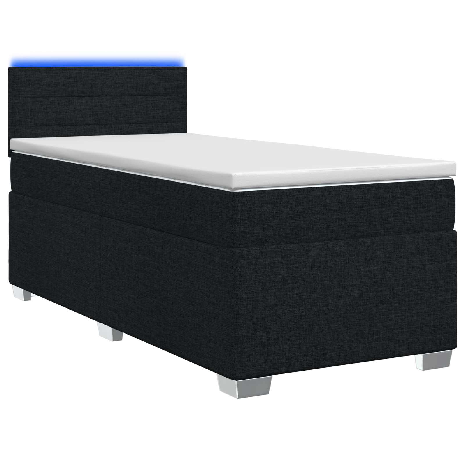 vidaXL Łóżko Box Spring z materacem i LED Czarny 90 x 190 cm tkanina